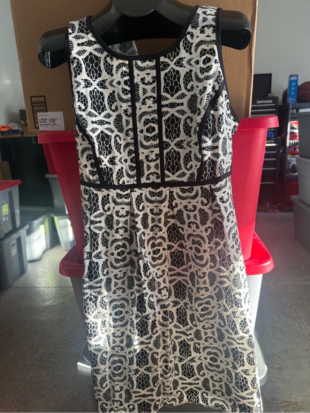 Black and White Lace-Pattern Sleeveless Dress p20